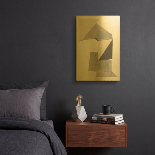 'Paper Trail Neutral' By Mike Schick Gold Metal Wall Art