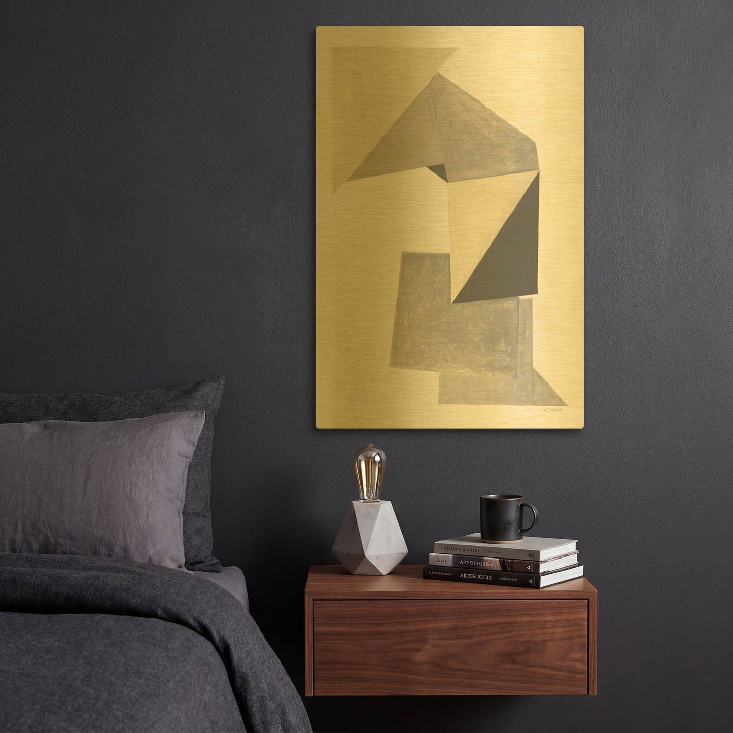 'Paper Trail Neutral' By Mike Schick Gold Metal Wall Art