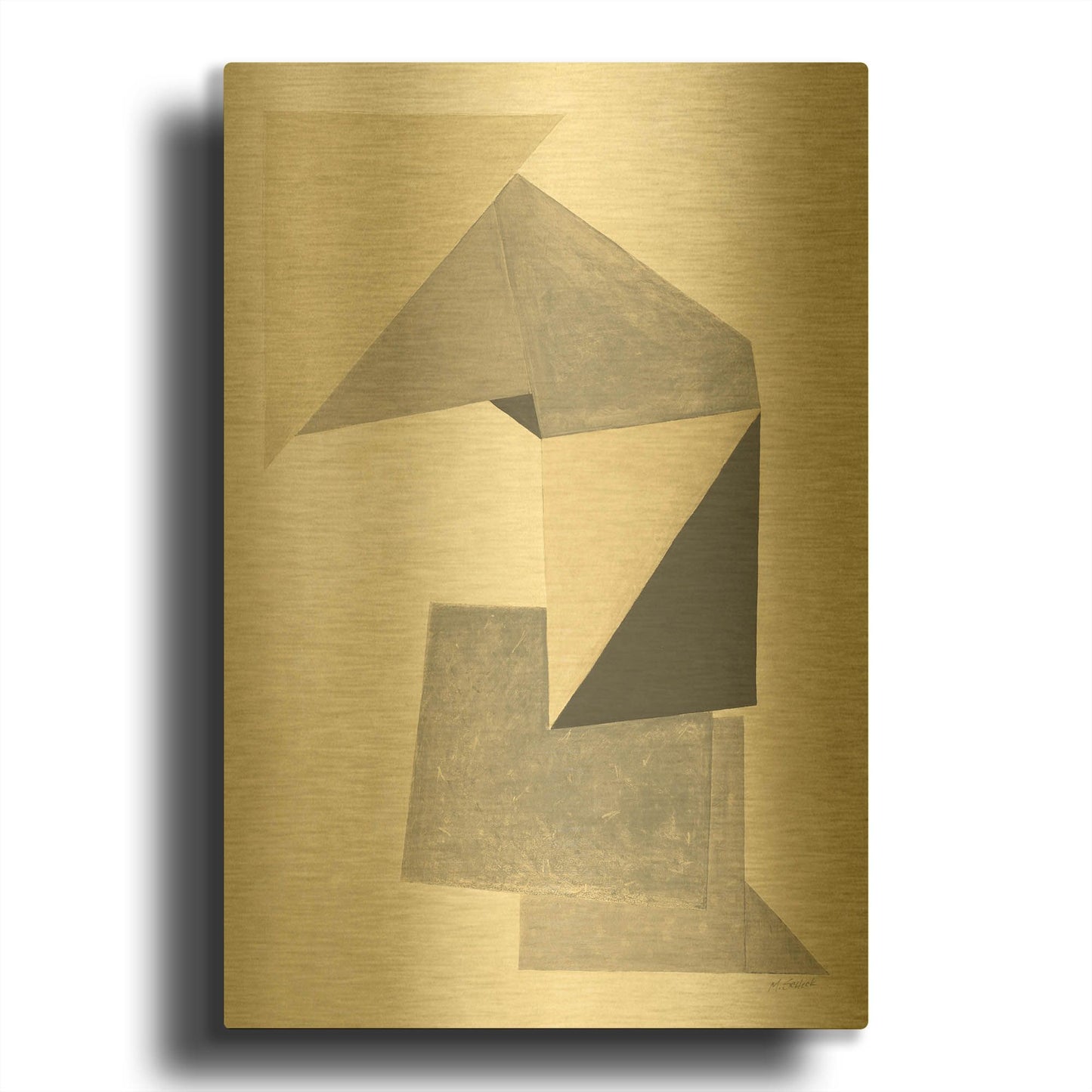 'Paper Trail Neutral' By Mike Schick Gold Metal Wall Art