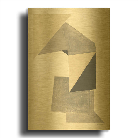 'Paper Trail Neutral' By Mike Schick Gold Metal Wall Art