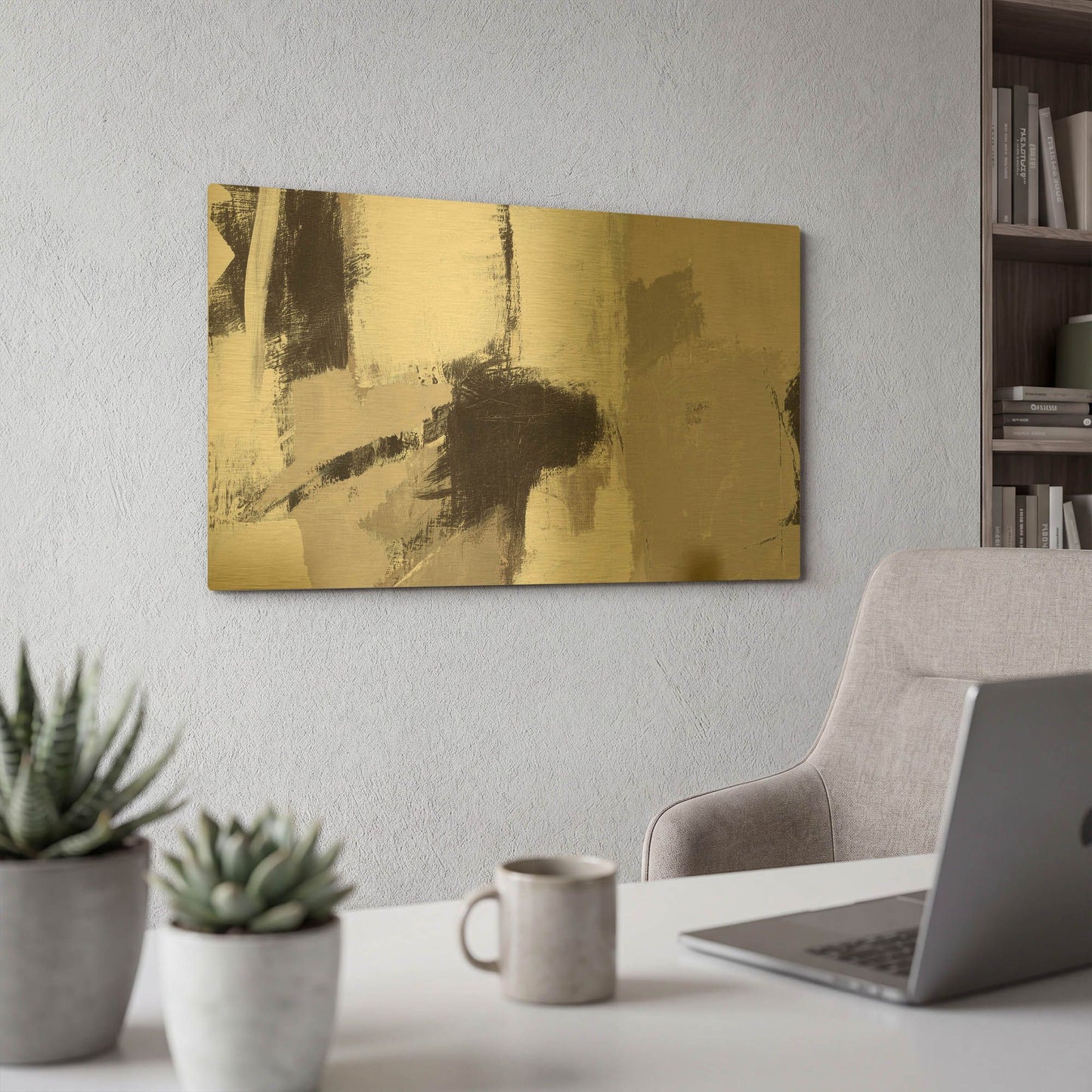 'Catalina I Neutral Crop' By Mike Schick Gold Metal Wall Art