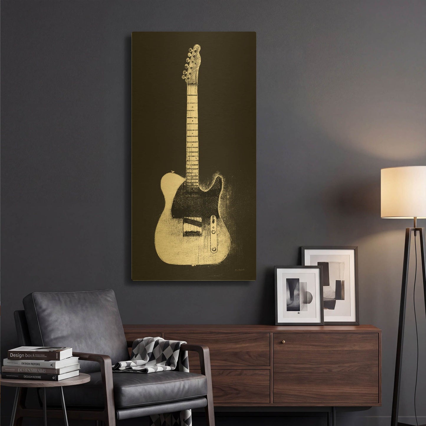 'Garage Band I Wb' By Mike Schick Gold Metal Wall Art