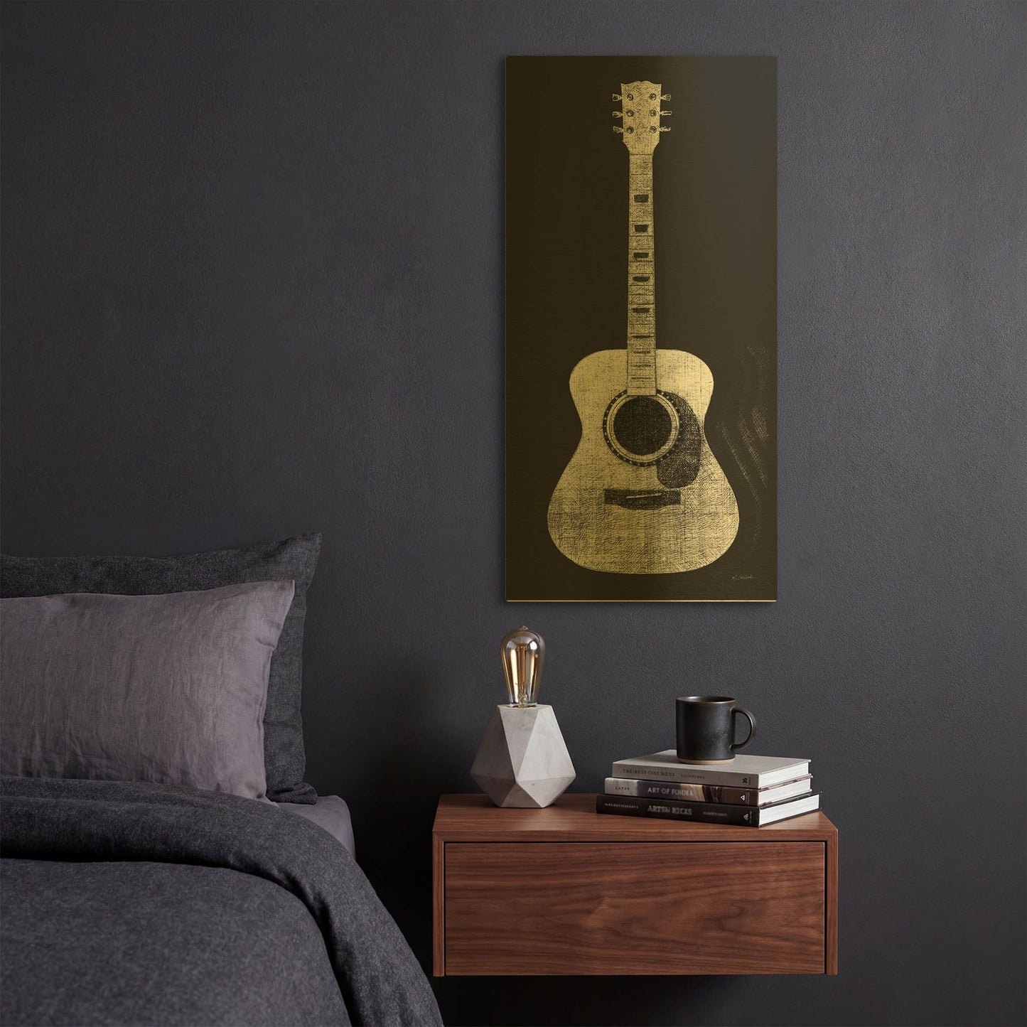'Garage Band II Wb' By Mike Schick Gold Metal Wall Art