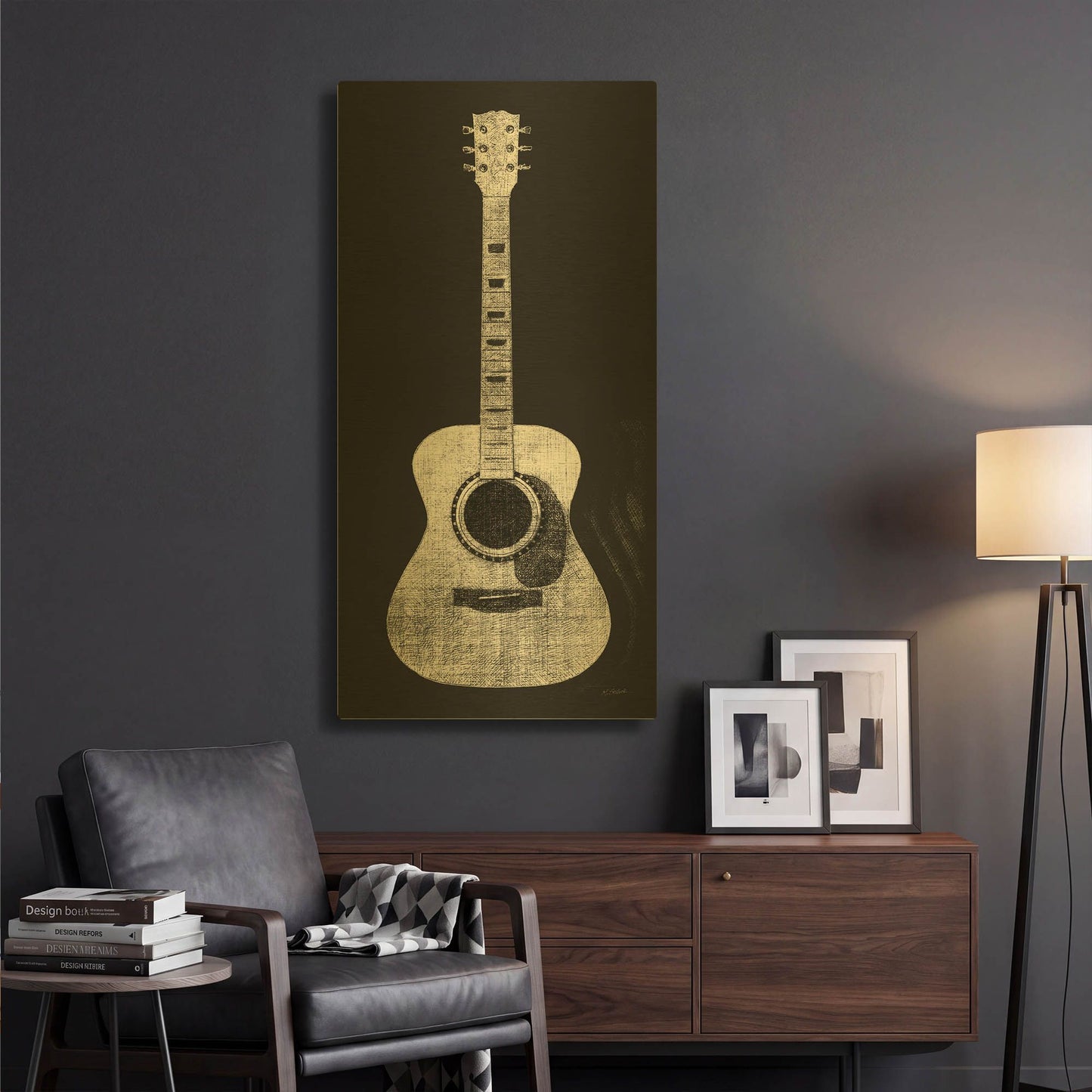 'Garage Band II Wb' By Mike Schick Gold Metal Wall Art