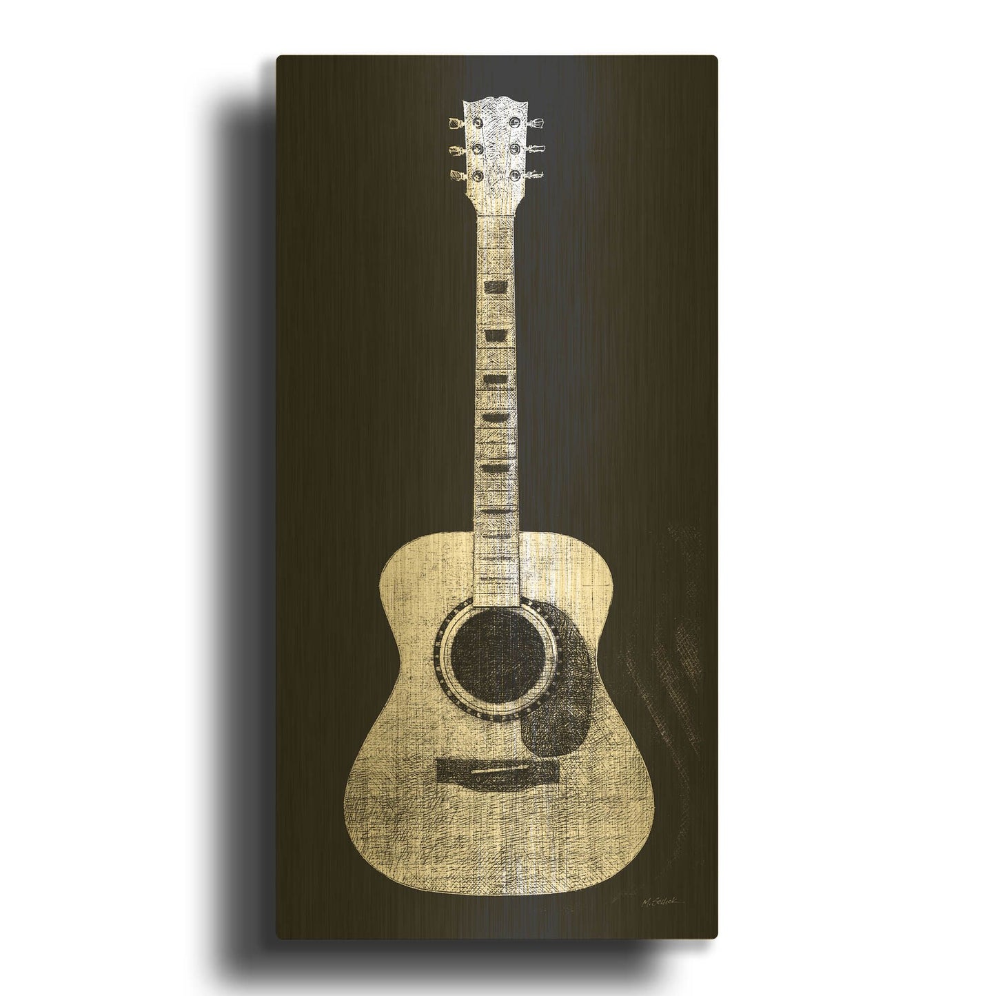 'Garage Band II Wb' By Mike Schick Gold Metal Wall Art