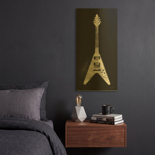'Garage Band III Wb' By Mike Schick Gold Metal Wall Art