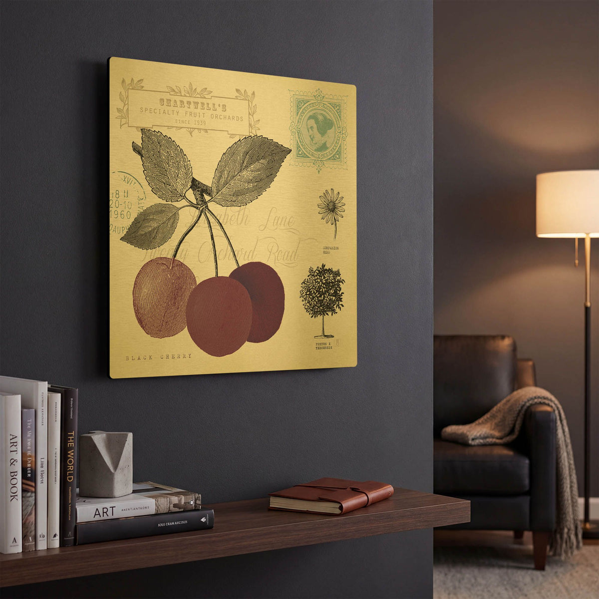 'Cherry Notes' By Studio Mousseau Gold Metal Wall Art
