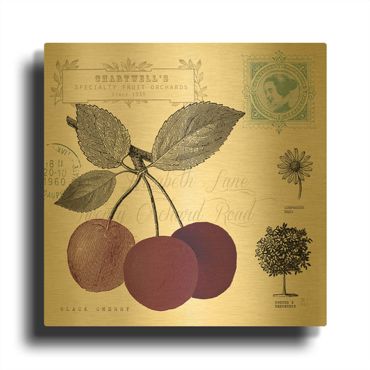 'Cherry Notes' By Studio Mousseau Gold Metal Wall Art