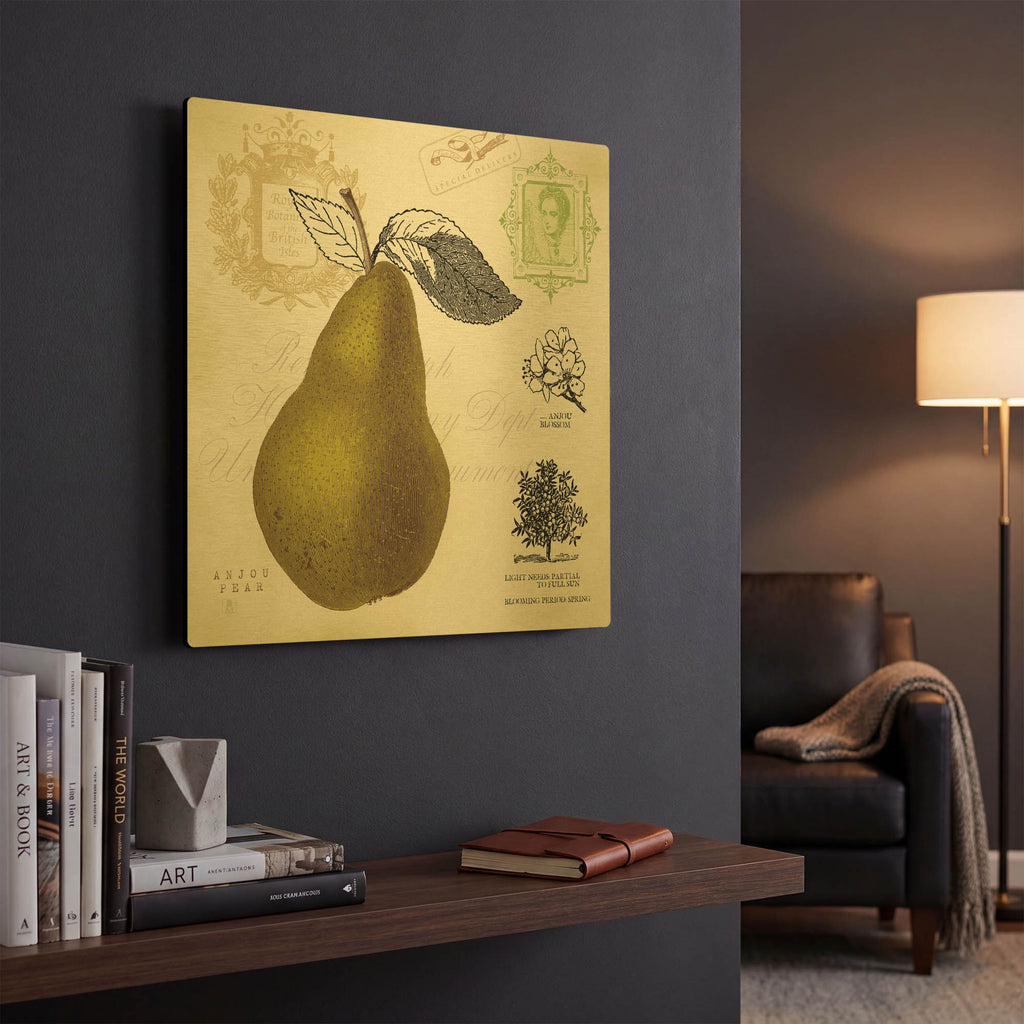 'Pear Notes' By Studio Mousseau Gold Metal Wall Art