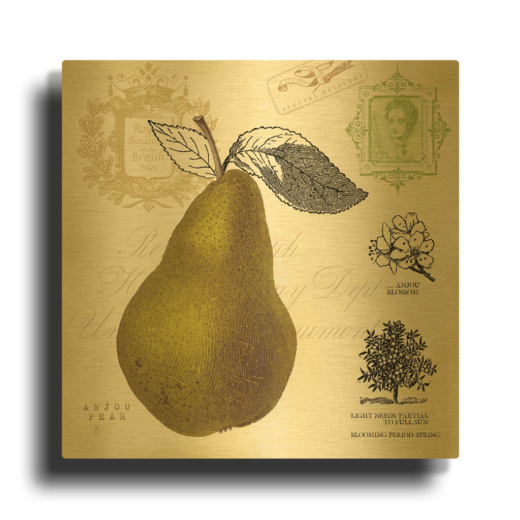 'Pear Notes' By Studio Mousseau Gold Metal Wall Art
