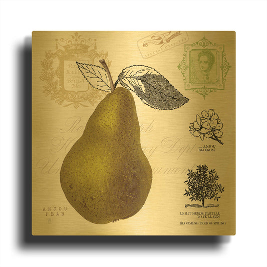 'Pear Notes' By Studio Mousseau Gold Metal Wall Art
