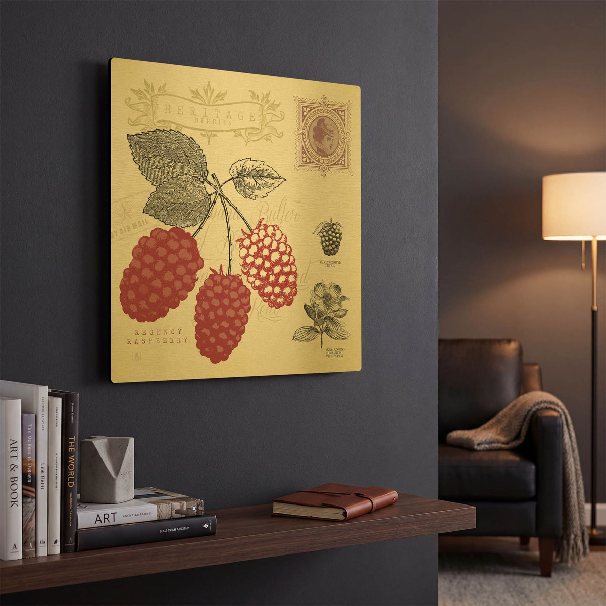 'Raspberry Notes' By Studio Mousseau Gold Metal Wall Art