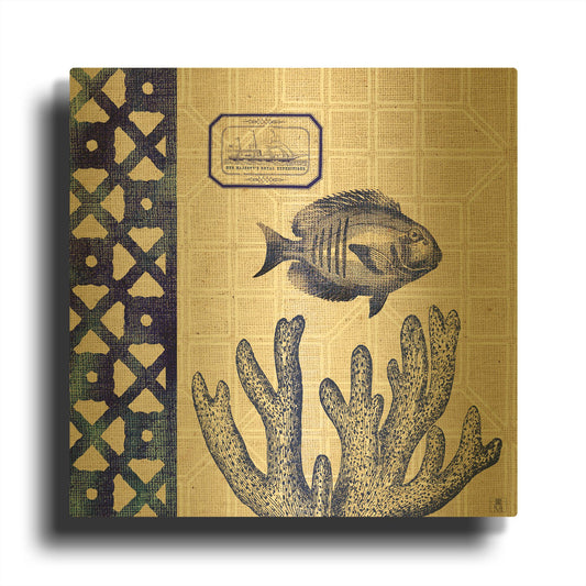 'Sea Shore Square I' By Studio Mousseau Gold Metal Wall Art