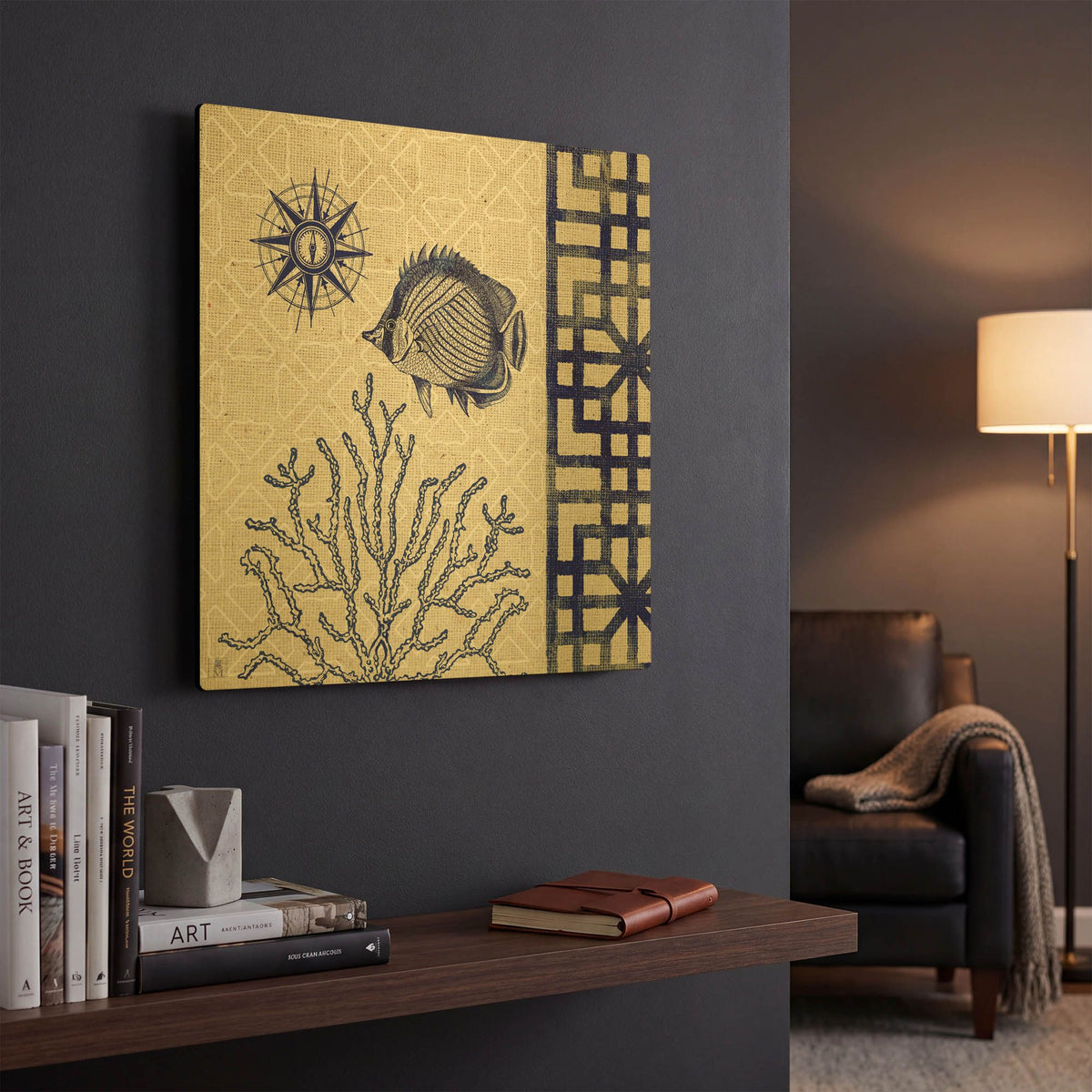 'Sea Shore Square II' By Studio Mousseau Gold Metal Wall Art
