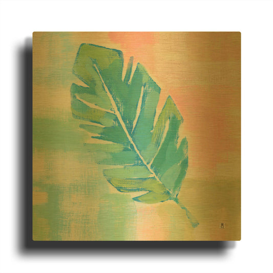 'Beach Cove Leaves III' By Studio Mousseau Gold Metal Wall Art