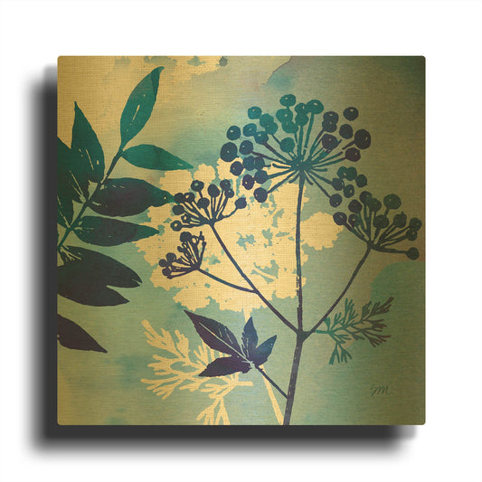 'Blue Sky Garden I' By Studio Mousseau Gold Metal Wall Art