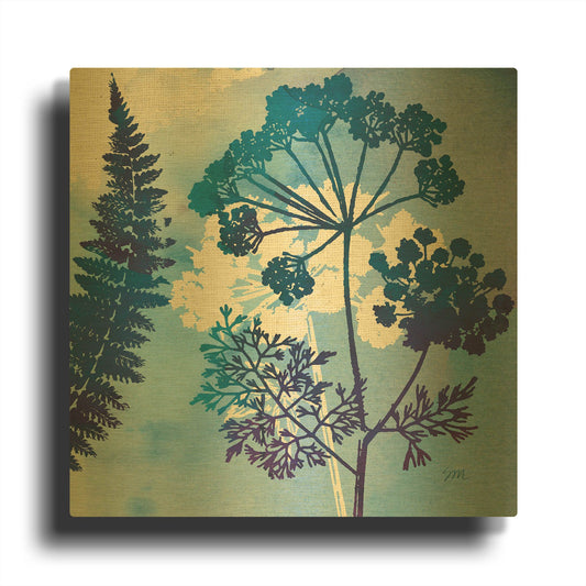 'Blue Sky Garden II' By Studio Mousseau Gold Metal Wall Art