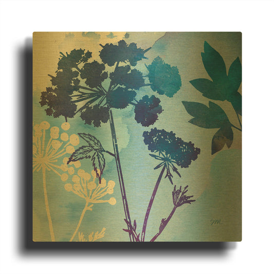 'Blue Sky Garden III' By Studio Mousseau Gold Metal Wall Art