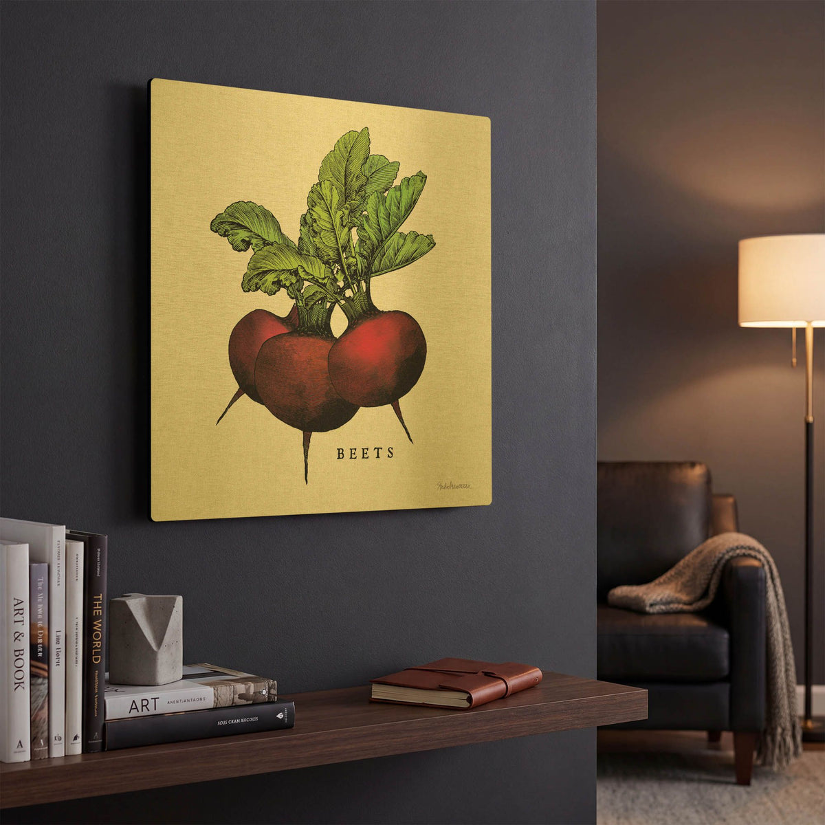 'Linen Vegetable I v2' By Studio Mousseau Gold Metal Wall Art