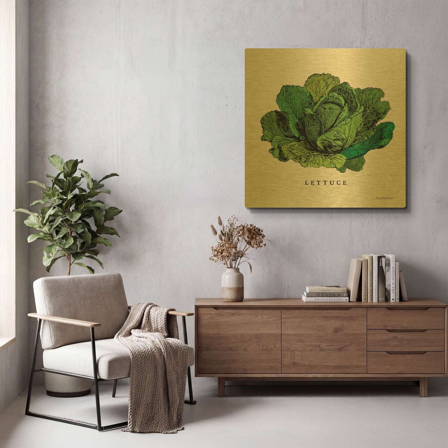 'Linen Vegetable II v2' By Studio Mousseau Gold Metal Wall Art