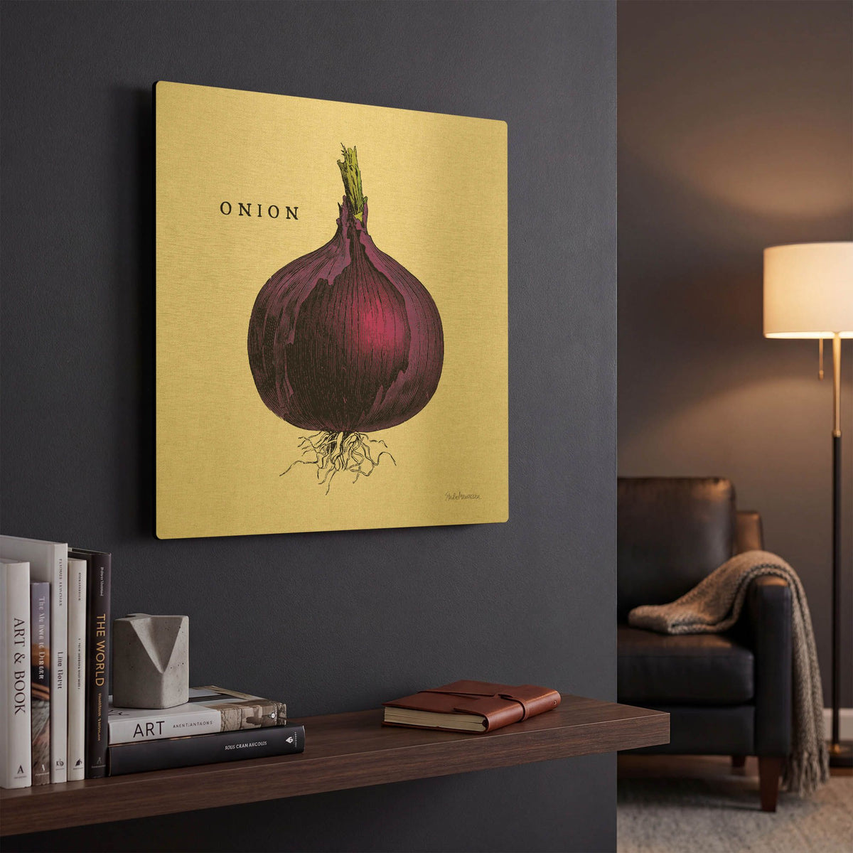 'Linen Vegetable III v2' By Studio Mousseau Gold Metal Wall Art