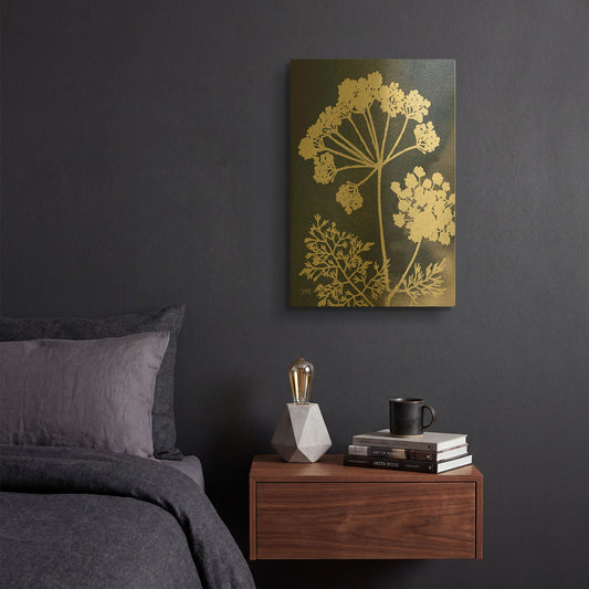 'Dark Blue Sky Garden II' By Studio Mousseau Gold Metal Wall Art