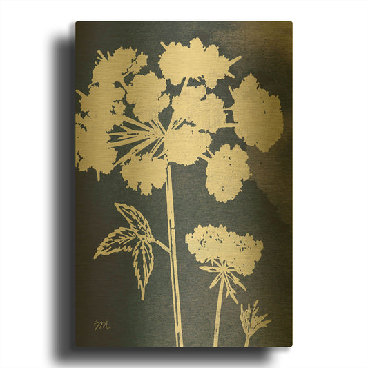 'Dark Blue Sky Garden III' By Studio Mousseau Gold Metal Wall Art