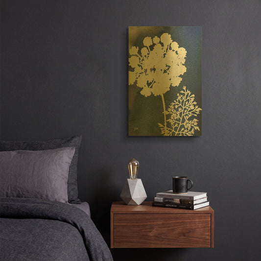 'Dark Blue Sky Garden IV' By Studio Mousseau Gold Metal Wall Art