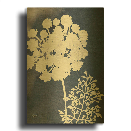 'Dark Blue Sky Garden IV' By Studio Mousseau Gold Metal Wall Art