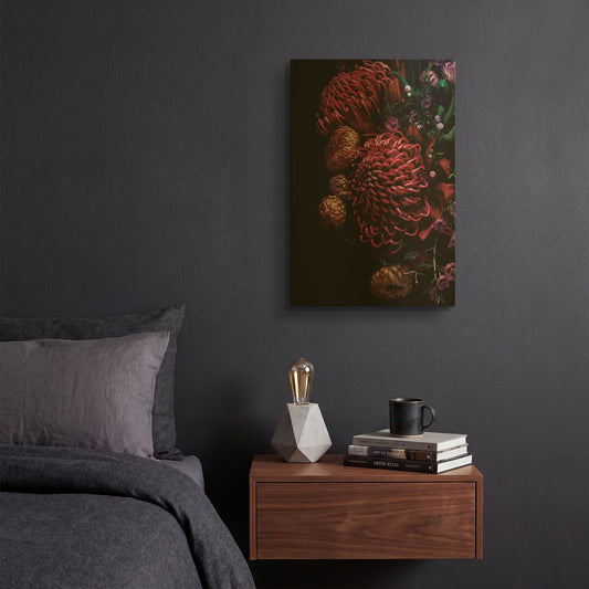 'Waratah Bouquet' By Elise Catterall Gold Metal Wall Art