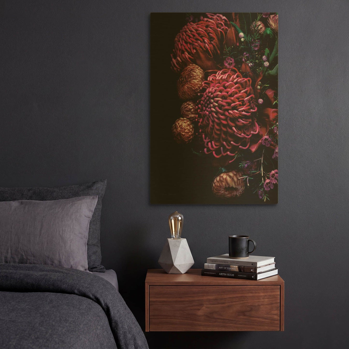 'Waratah Bouquet' By Elise Catterall Gold Metal Wall Art