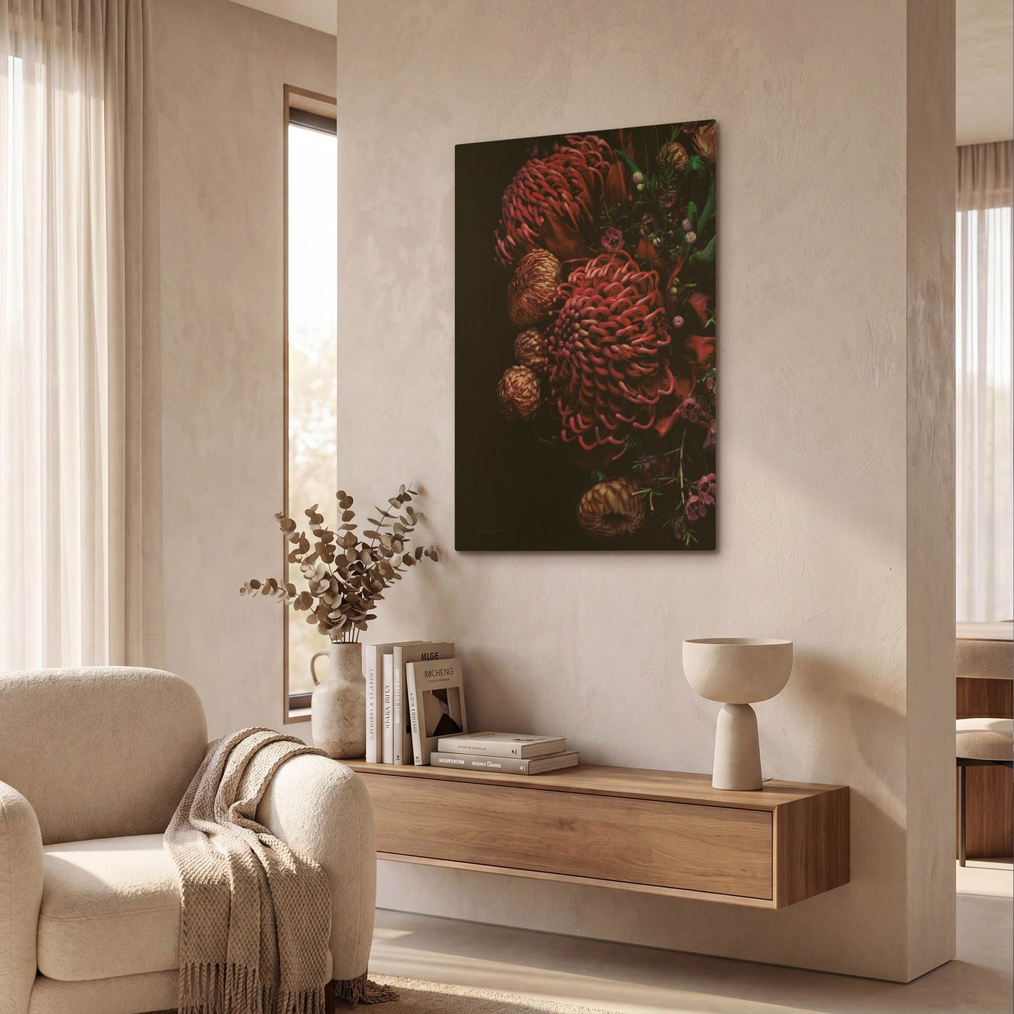 'Waratah Bouquet' By Elise Catterall Gold Metal Wall Art