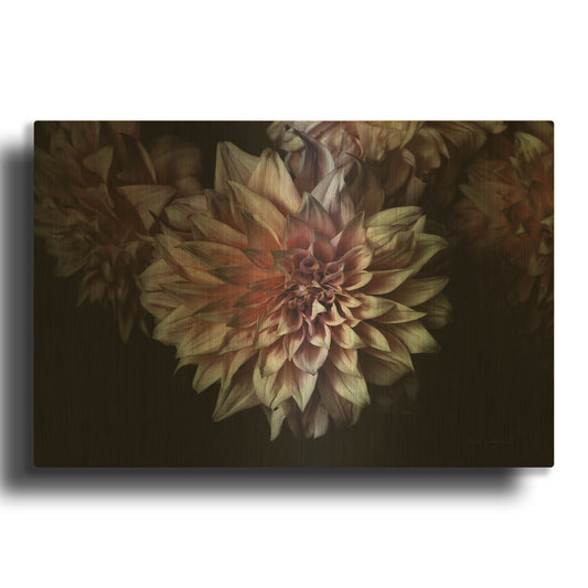 'Peach Dahlias' By Elise Catterall Gold Metal Wall Art