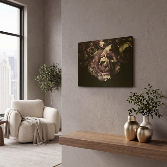 'Purple Fringed Tulips II' By Elise Catterall Gold Metal Wall Art