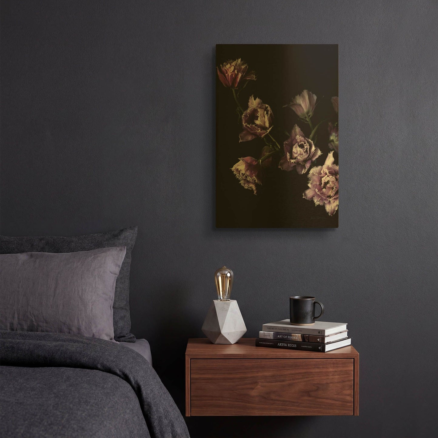 'Purple Fringed Tulips III' By Elise Catterall Gold Metal Wall Art