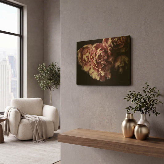 'Pink Double Tulips' By Elise Catterall Gold Metal Wall Art