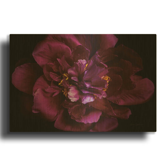 'Vivid Dark Peony' By Elise Catterall Gold Metal Wall Art