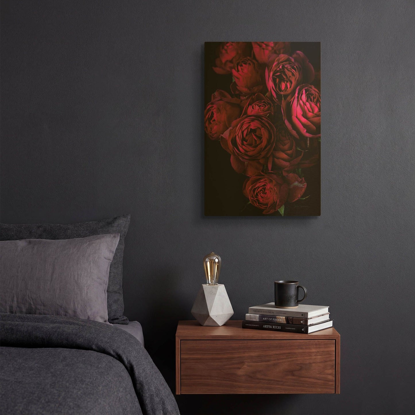 'Cabbage Roses' By Elise Catterall Gold Metal Wall Art