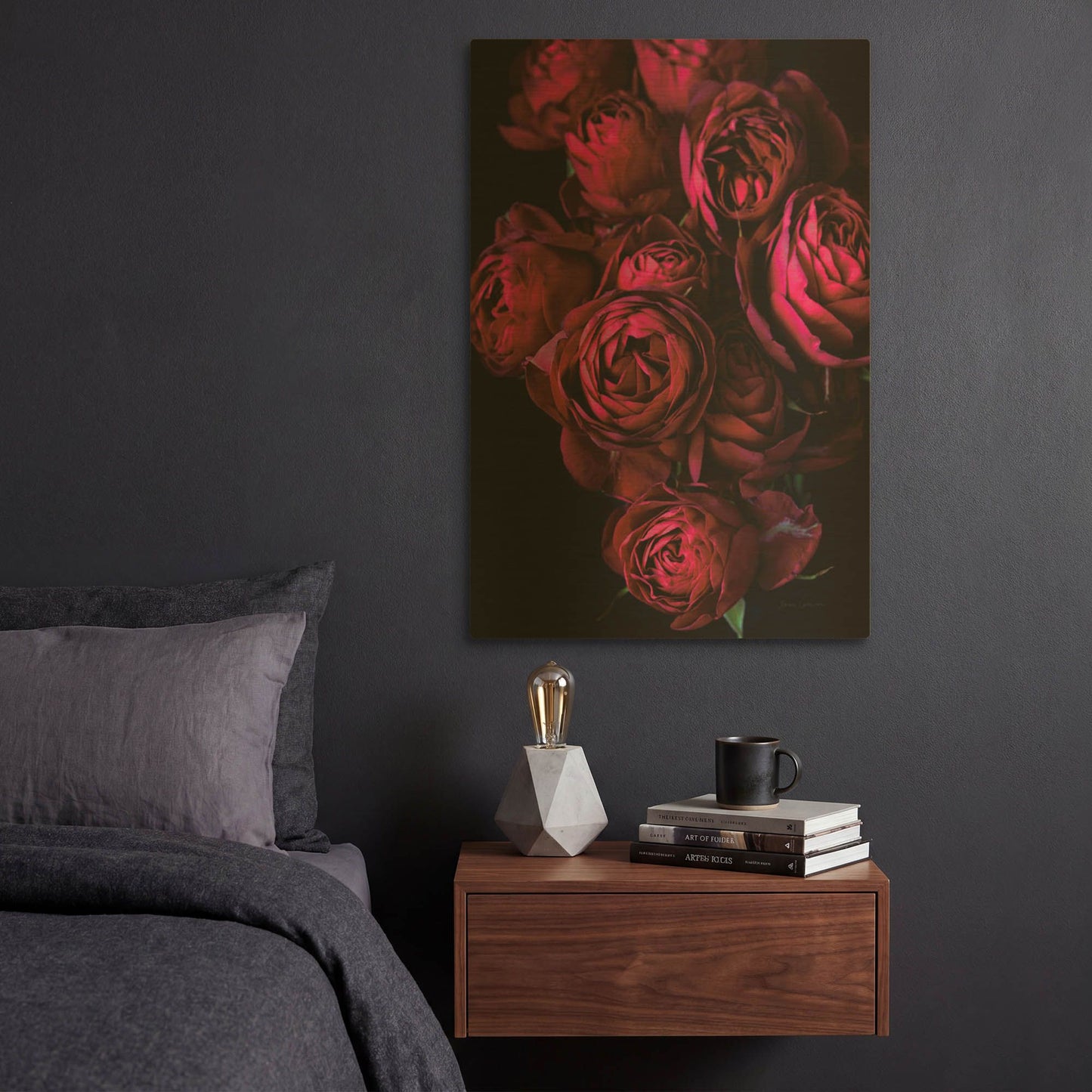 'Cabbage Roses' By Elise Catterall Gold Metal Wall Art