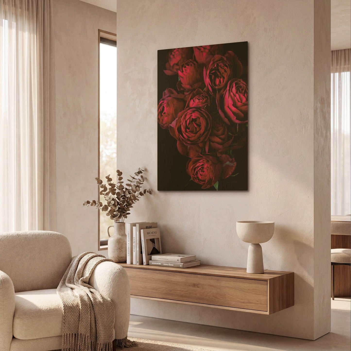 'Cabbage Roses' By Elise Catterall Gold Metal Wall Art