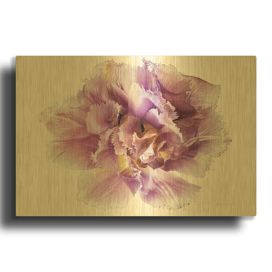 'Purple Double Open' By Elise Catterall Gold Metal Wall Art