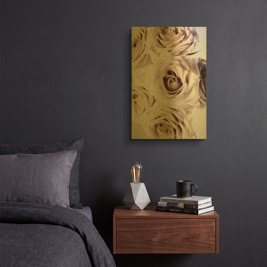 'Dusty Rose Cluster' By Elise Catterall Gold Metal Wall Art