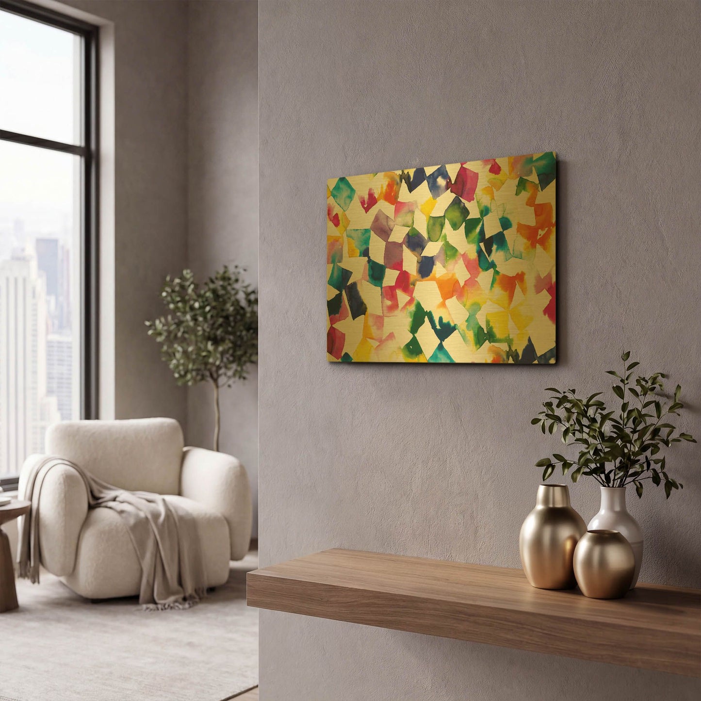 'Colorful Cubes' By Wild Apple Portfolio Gold Metal Wall Art