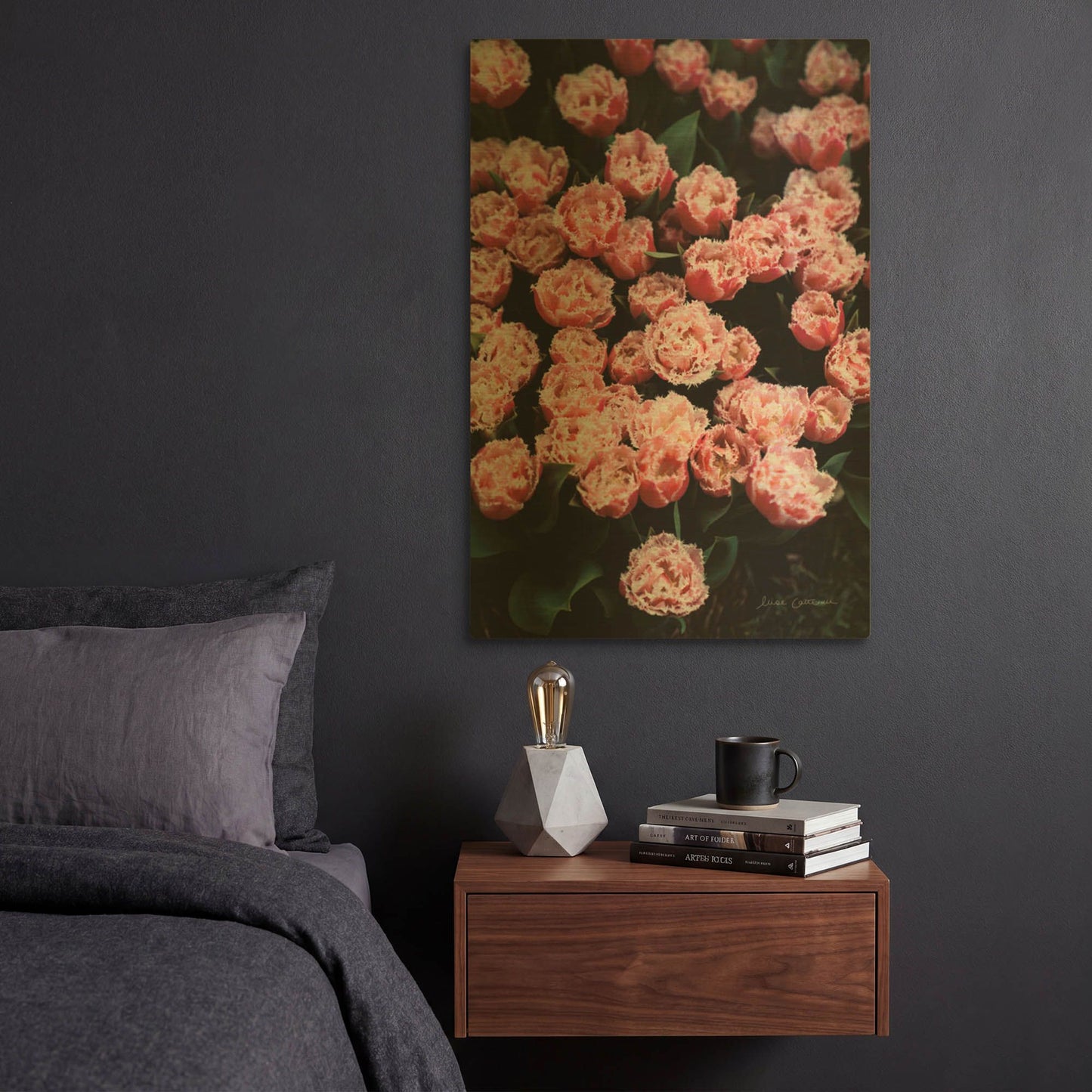 'Fringed Tulips' By Elise Catterall Gold Metal Wall Art