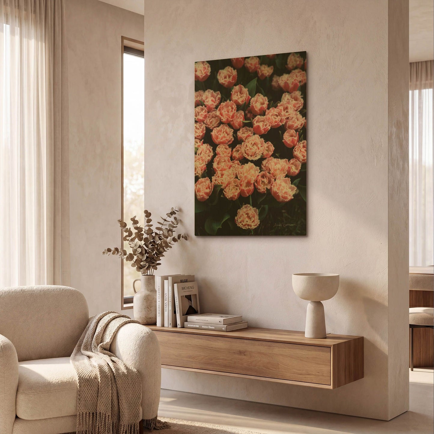 'Fringed Tulips' By Elise Catterall Gold Metal Wall Art