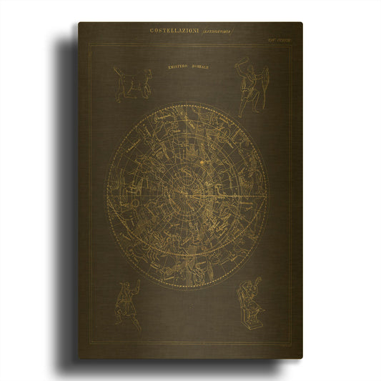 'Costellazioni I' By Wild Apple Portfolio Gold Metal Wall Art