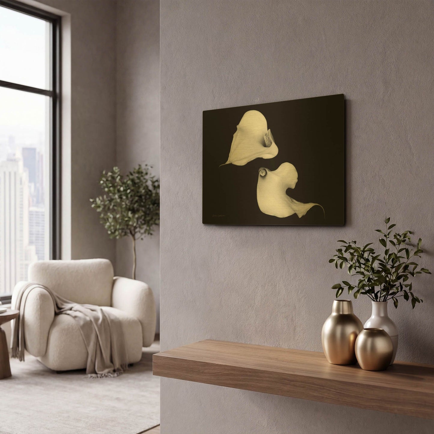 'Elegant Calla IV' By Elise Catterall Gold Metal Wall Art