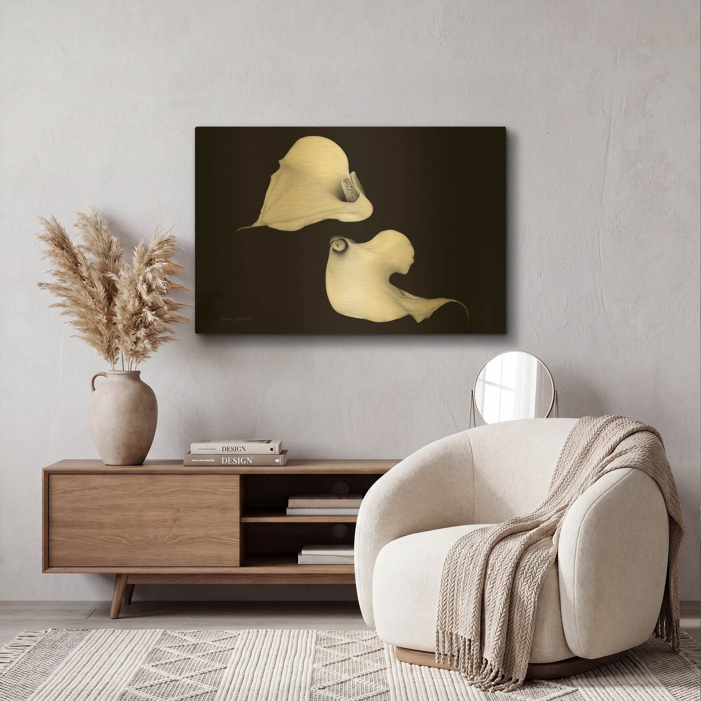 'Elegant Calla IV' By Elise Catterall Gold Metal Wall Art