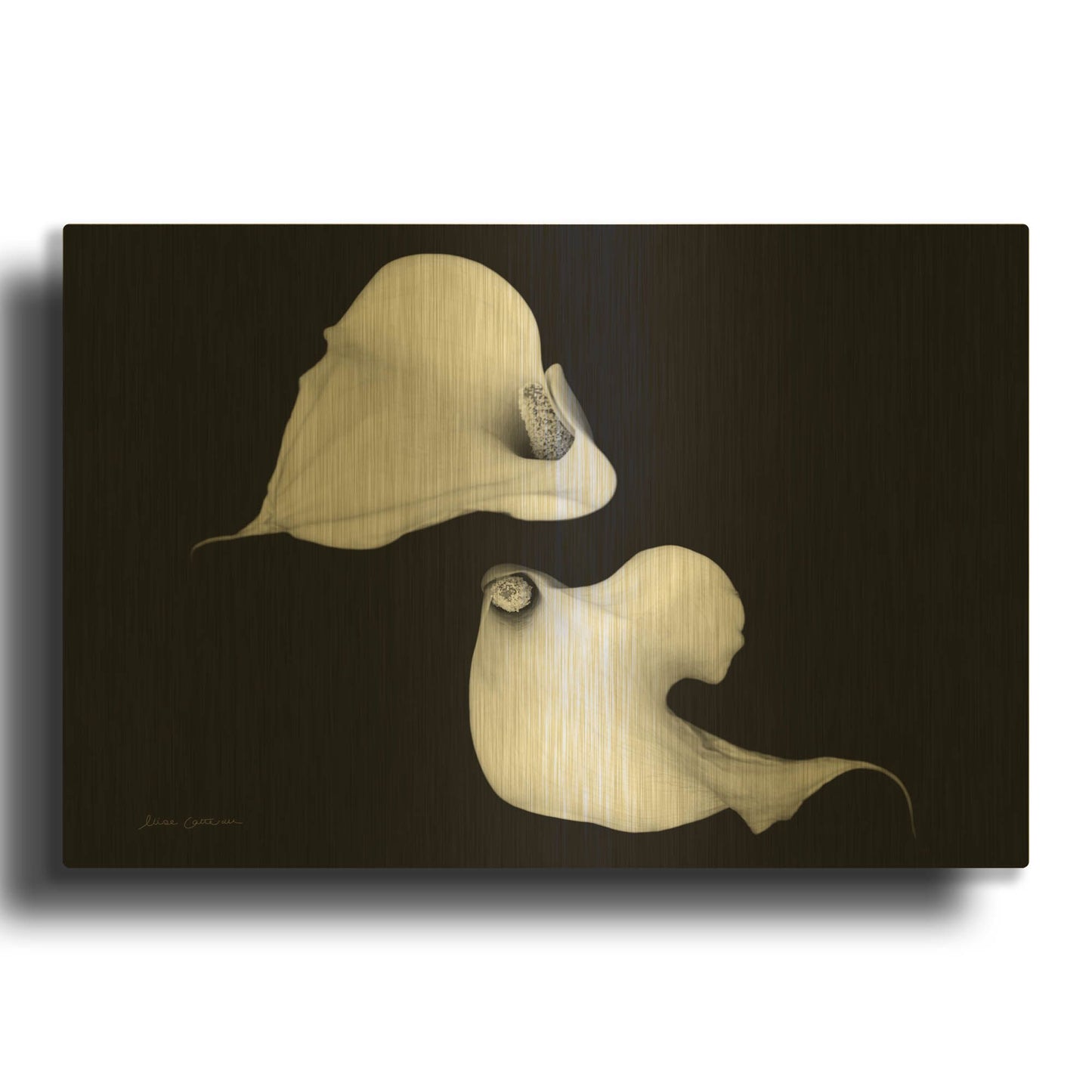 'Elegant Calla IV' By Elise Catterall Gold Metal Wall Art