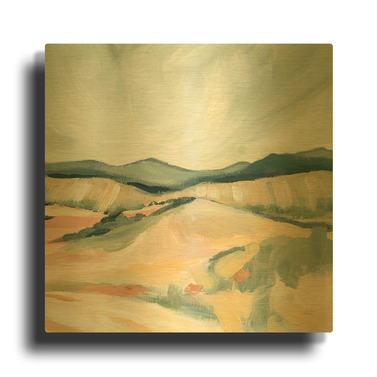 'Vermillion Landscape II' By Katrina Pete Gold Metal Wall Art